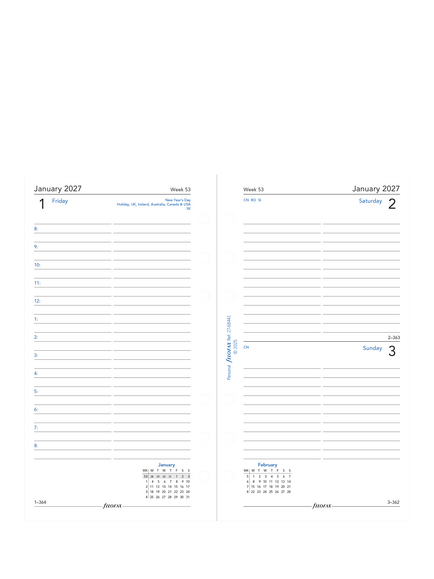 Filofax Day per Page 2027 Diary Refill, Multi - view 2, Multi Multi