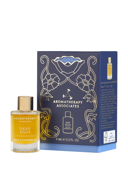 Aromatherapy Associates A Gift of Relaxation Deep Relax Bath & Shower Oil Stocking Filler Bodycare Gift Set, Clear