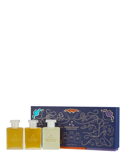Aromatherapy Associates A Gift of Wellbeing Bath & Shower Oil Bodycare Gift Set, 3 x 55ml, Clear