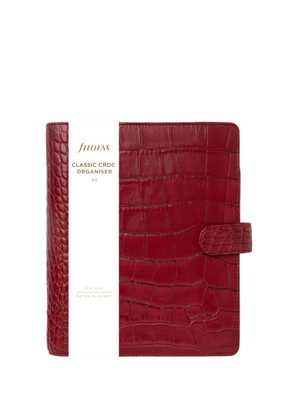 Filofax Classic Croc A5 Organiser, Cherry, Multi Multi