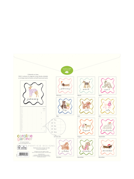 Caroline Gardner Dogs Family Organiser Calendar 2027 - view 2, Multi