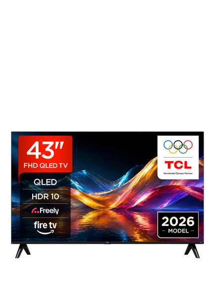 TCL 43V5D-UK (2026) QLED HDR Full HD Smart Fire TV, 43 inch, Black, Black