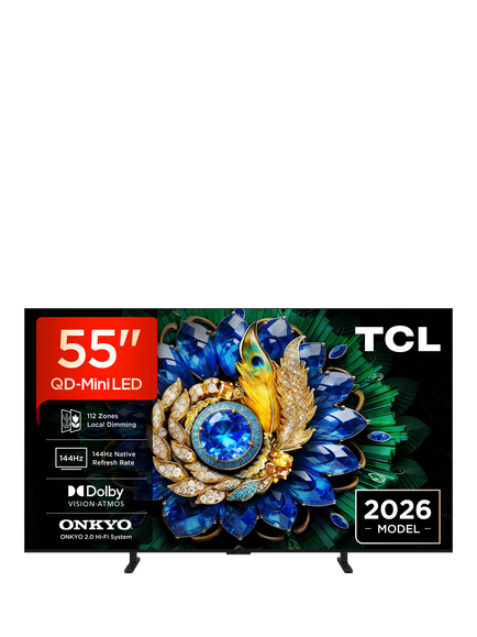 TCL 55A400M-UK (2026) QLED QD-Mini LED HDR 4K Ultra HD Smart TV, 55 inch with Dolby Atmos, Black, Black