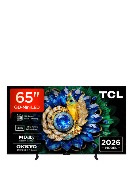 TCL 65A400M-UK (2026) QLED QD-Mini LED HDR 4K Ultra HD Smart TV, 65 inch with Dolby Atmos, Black, Black
