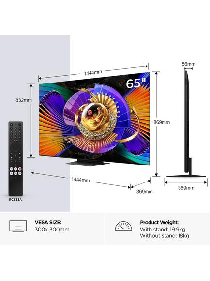 TCL 65C7L-UK (2026) QLED SQD-Mini LED HDR 4K Ultra HD Smart TV, 65 inch  with Dolby Atmos, Black - view 2, Black