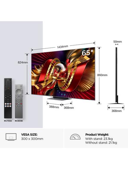 TCL 65C8L-UK (2026) QLED SQD-Mini LED HDR 4K Ultra HD Smart TV, 65 inch  with Dolby Atmos, Black - view 2, Black