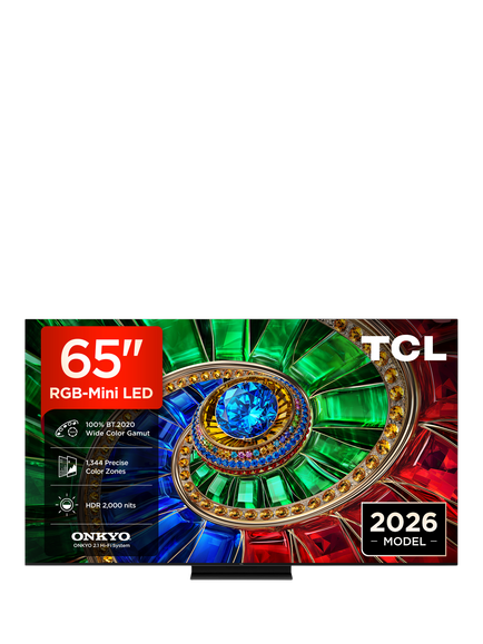 TCL 65RM7L-UK (2026) RGB Mini LED HDR 4K Ultra HD Smart TV, 65 inch  with Dolby Atmos, Black, Black