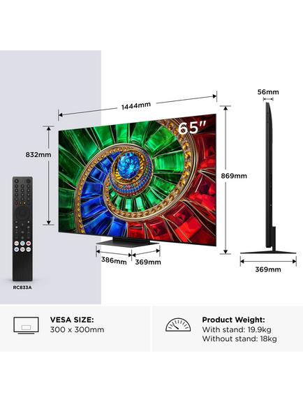 TCL 65RM7L-UK (2026) RGB Mini LED HDR 4K Ultra HD Smart TV, 65 inch  with Dolby Atmos, Black - view 2, Black