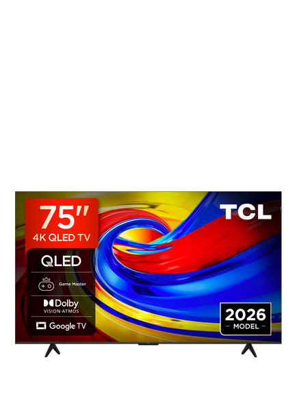 TCL 75P7L-UK (2026) QLED HDR 4K Ultra HD Smart TV, 75 inch  with Dolby Atmos, Black, Black
