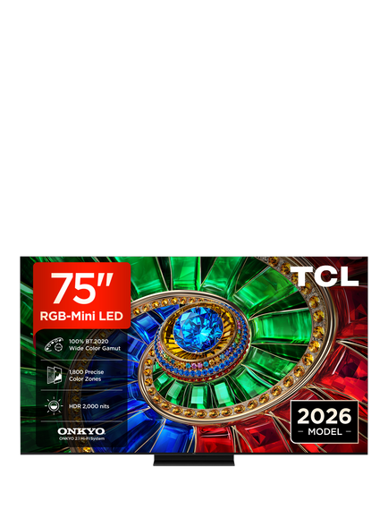 TCL 75RM7L-UK (2026) RGB Mini LED HDR 4K Ultra HD Smart TV, 75 inch  with Dolby Atmos, Black, Black
