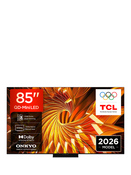 TCL 85A400U-UK (2026) QLED QD-Mini LED HDR 4K Ultra HD Smart TV, 85 inch with Dolby Atmos, Black, Black