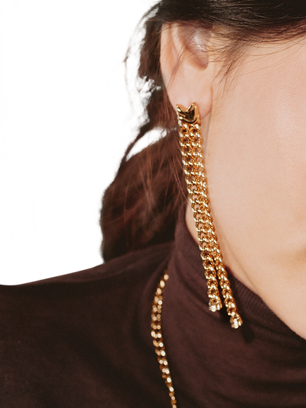 EDBLAD Chain Drop Earrings, Gold - view 2, Gold