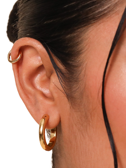 Astrid & Miyu Bold Large Hoop Earrings, Gold - view 2, Gold