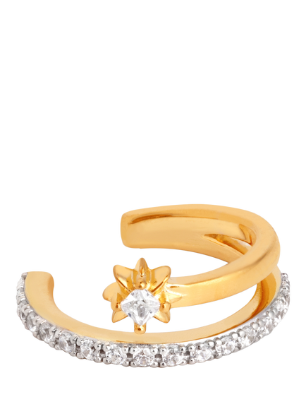 Astrid & Miyu Cosmic Crystal Illusion Ear Cuff, Gold, Gold