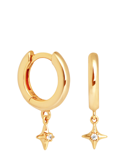 Astrid & Miyu Cosmic Star Charm Huggie Earrings, Gold, Gold