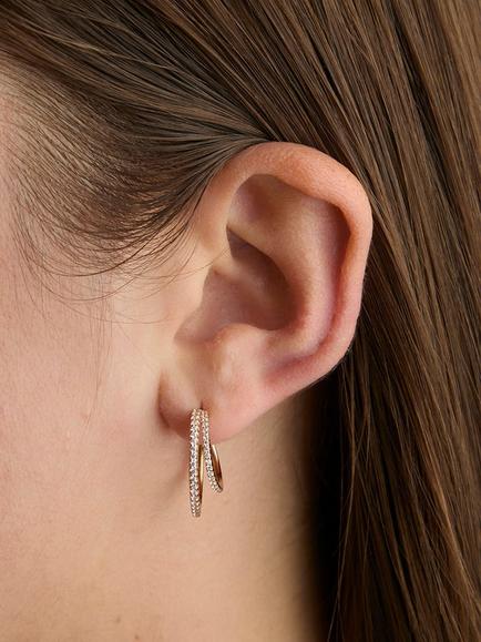Astrid & Miyu Illusion Crystal Hoop Earrings, Gold - view 2, Gold