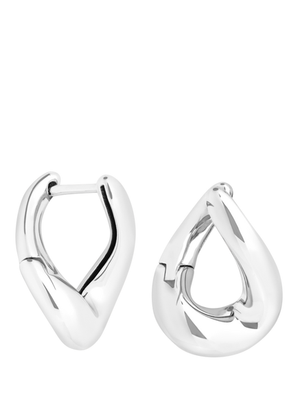 Astrid & Miyu Molten Hoop Earrings, Silver, Silver