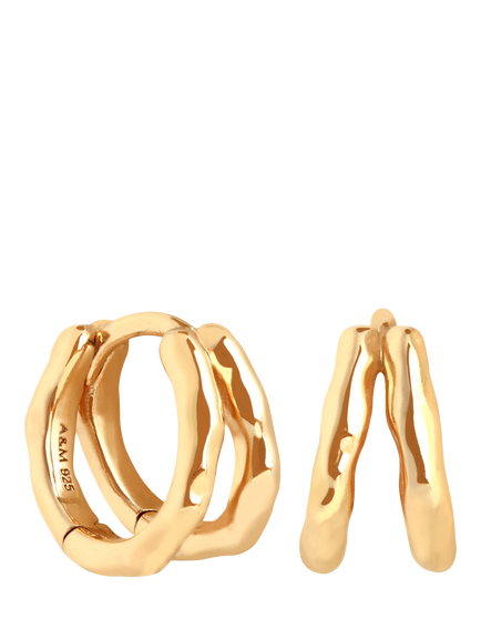 Astrid & Miyu Molten Textured Illusion Huggie Earrings, Gold, Gold