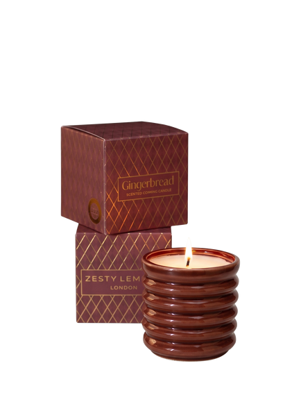 Zesty Lemons Gingerbread Votive Candle, 180g, Burgundy