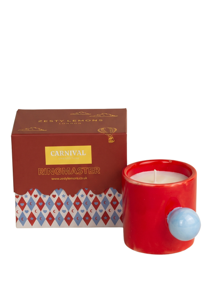 Zesty Lemons Carousel Cup Votive Candle, 80g, Ringmaster, Red
