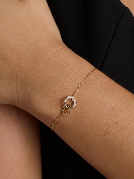 Astrid & Miyu Spiral Crystal Pendant Bracelet, Gold - view 2, Gold