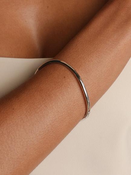 Astrid & Miyu Wave Bangle, Silver - view 2, Silver
