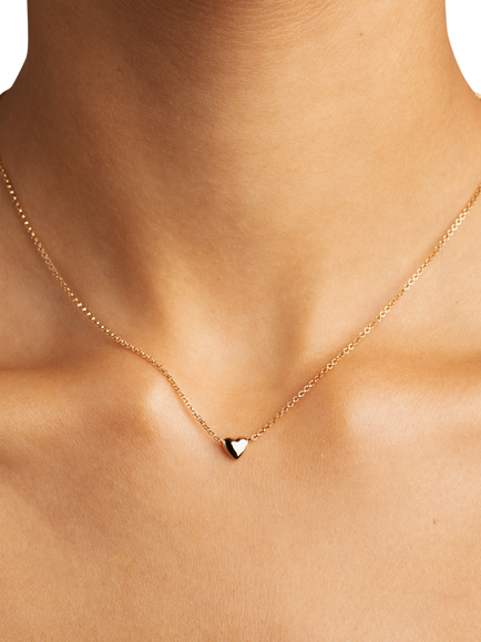 Astrid & Miyu Love Heart Charm Necklace, Gold - view 2, Gold