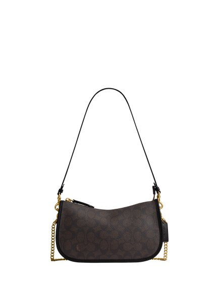 Coach Signature Waverly Shoulder Bag, Walnut Black, Walnut Black