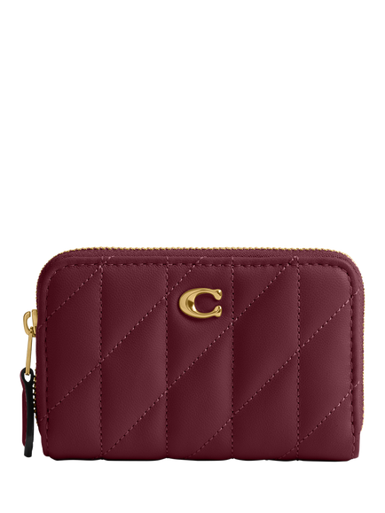 Coach Quilted Leather Card Holder, Dark Cherry, Dark Cherry