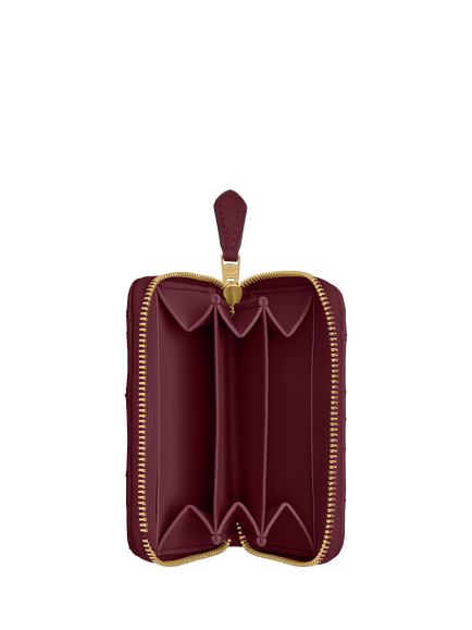 Coach Quilted Leather Card Holder, Dark Cherry - view 2, Dark Cherry