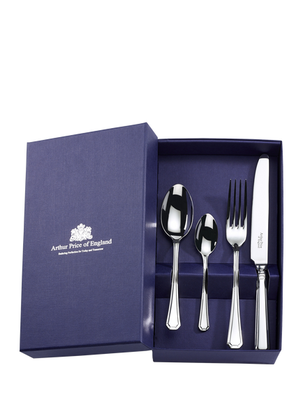 Arthur Price Grecian Stainless Steel Cutlery Set, 16 Piece/4 Place Settings - view 2, Silver
