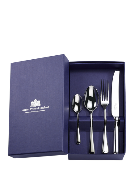 Arthur Price Old English Stainless Steel Cutlery Set, 16 Piece/4 Place Settings - view 2, Silver