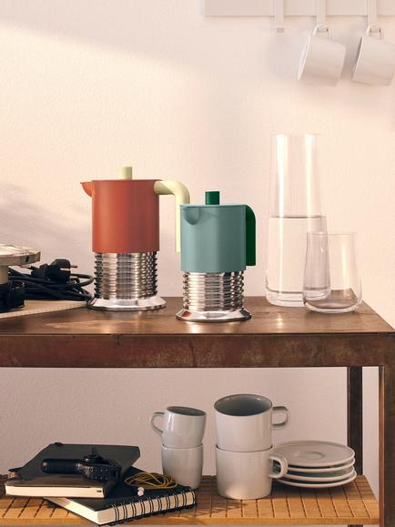 Alessi Vite Induction Stovetop Espresso Coffee Maker, 150ml, 3 Cup, Green - view 2, Green
