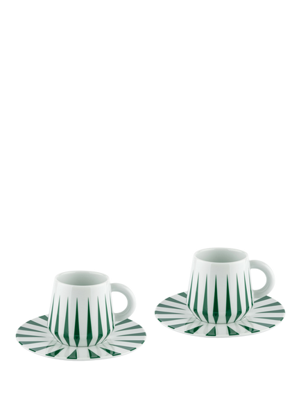 Alessi Delight Christmas Coffee Cup, Green, Set of 2, 37cl, Green / White