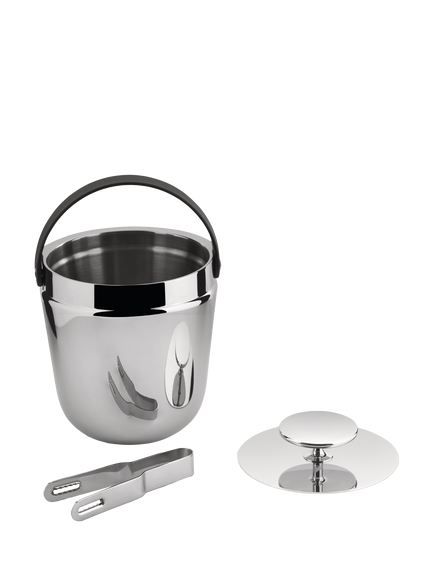 Alessi Double Wall Stainless Steel Ice Bucket & Tongs, Silver