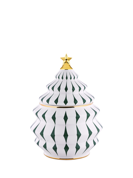 Alessi Delight Christmas Tree Porcelain Biscuit Jar, White/Green, Green / White