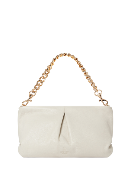 OSPREY LONDON Carina Luxe Pleat Leather Shrug Bag, Light Stone, Light Stone