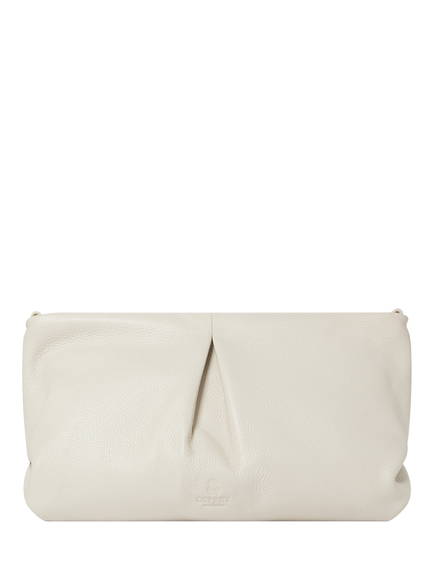OSPREY LONDON Carina Luxe Pleat Leather Shrug Bag, Light Stone - view 2, Light Stone