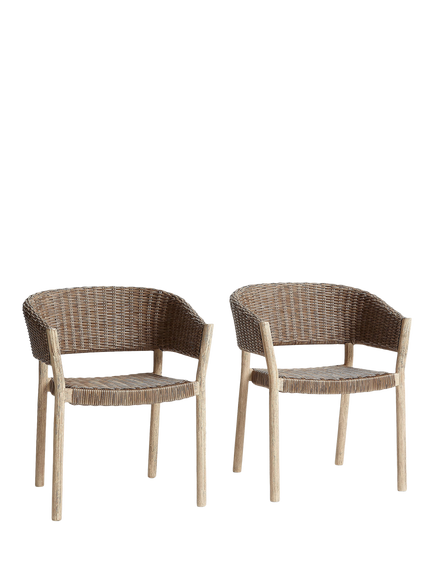 John Lewis OUTLET Burford Garden Woven Dining Chairs, Set of 2, FSC-Certified (Acacia Wood), Like New, Natural, Natural
