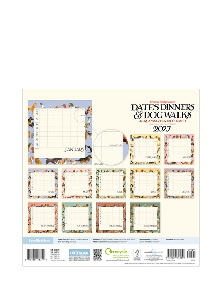 Emma Bridgewater Dates, Dinners & Dog Walks Family Wall Organiser 2027 - view 2, Multi