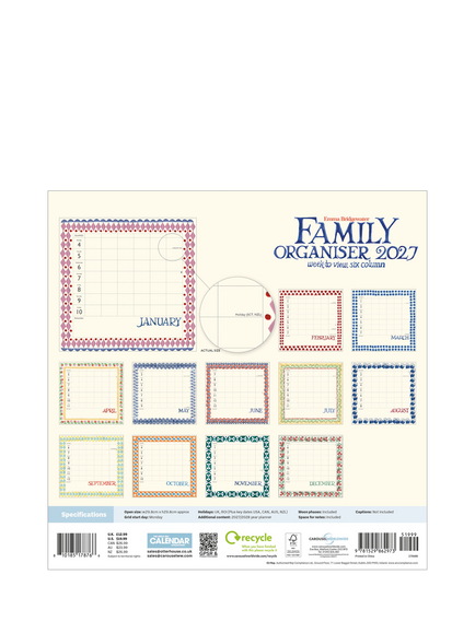 Emma Bridgewater Family Wall Organiser 2027 - view 2, Multi