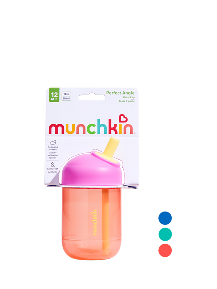 Munchkin Perfect Angle Straw Cup, 12m+, Coral, Coral