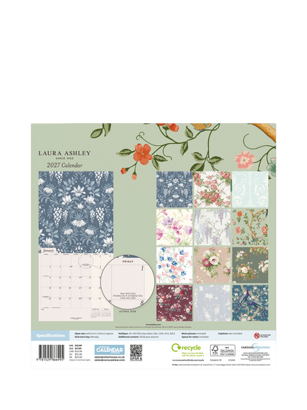 Laura Ashley Floral Birds Wall Calendar 2027 - view 2, Multi