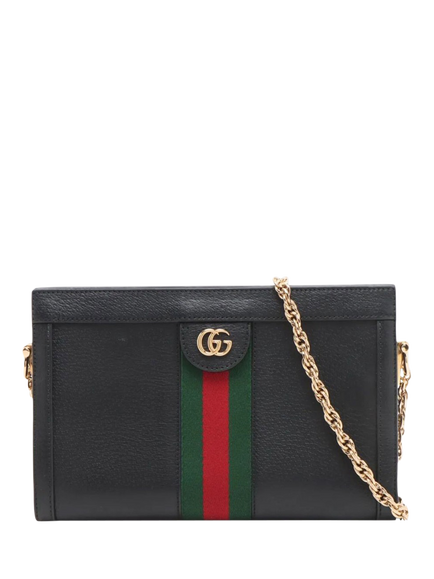 Pre-loved GUCCI Ophidia Leather Chain Shoulder Bag, Black, Black