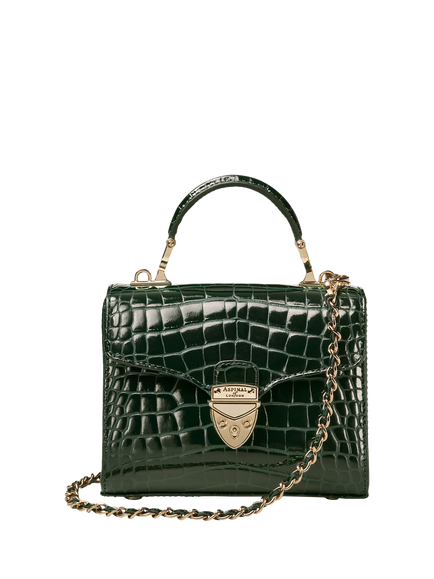 Aspinal of London Mayfair Mini Leather Cross Body Bag, Evergreen, Evergreen