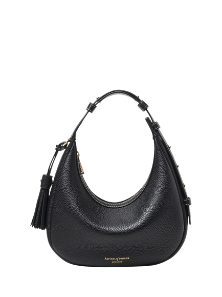 Aspinal of London Mini Soho Leather Grab Bag, Black, Black