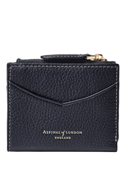 Aspinal of London Hudson Leather Coin & Card Holder, Navy, Navy