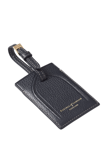 Aspinal of London Hudson Leather Luggage Tag, Navy, Navy