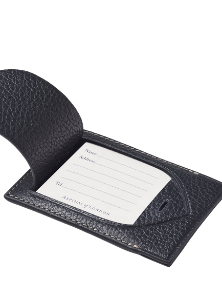 Aspinal of London Hudson Leather Luggage Tag, Navy - view 2, Navy