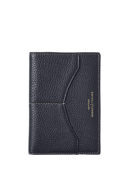 Aspinal of London Leather Passport Cover, Navy, Navy